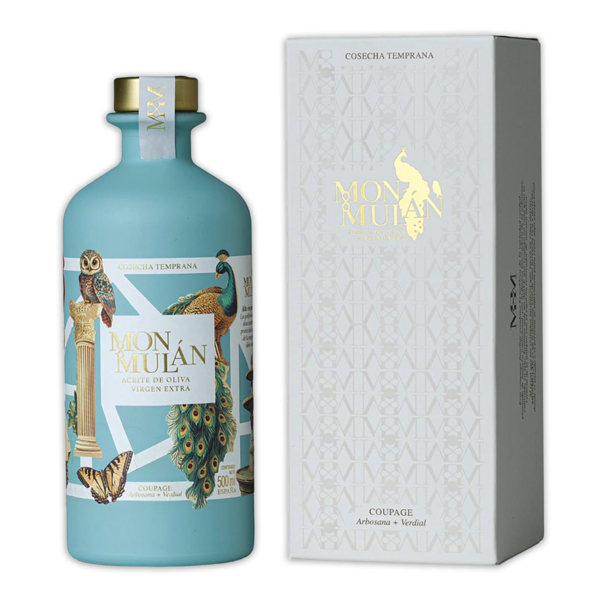 6 Botellas con estuche de 500 ml de Aceite de Oliva Virgen Extra Coupage Monmulán